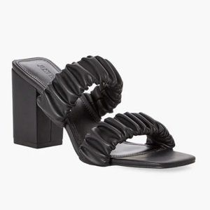 Just Fab Gretchen Slip-On Heeled Sandal Square Toe Black Size 9